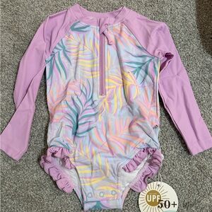 Caden Lane Pastel Palm Kids Swim Rashguard